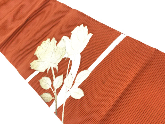 リサイクル　絽　薔薇模様織出し名古屋帯